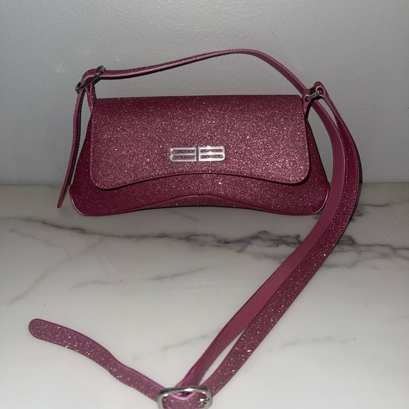 Balenciaga Adjustable Strap Pink Sparkle Shoulder Bag - Picture 2 of 9